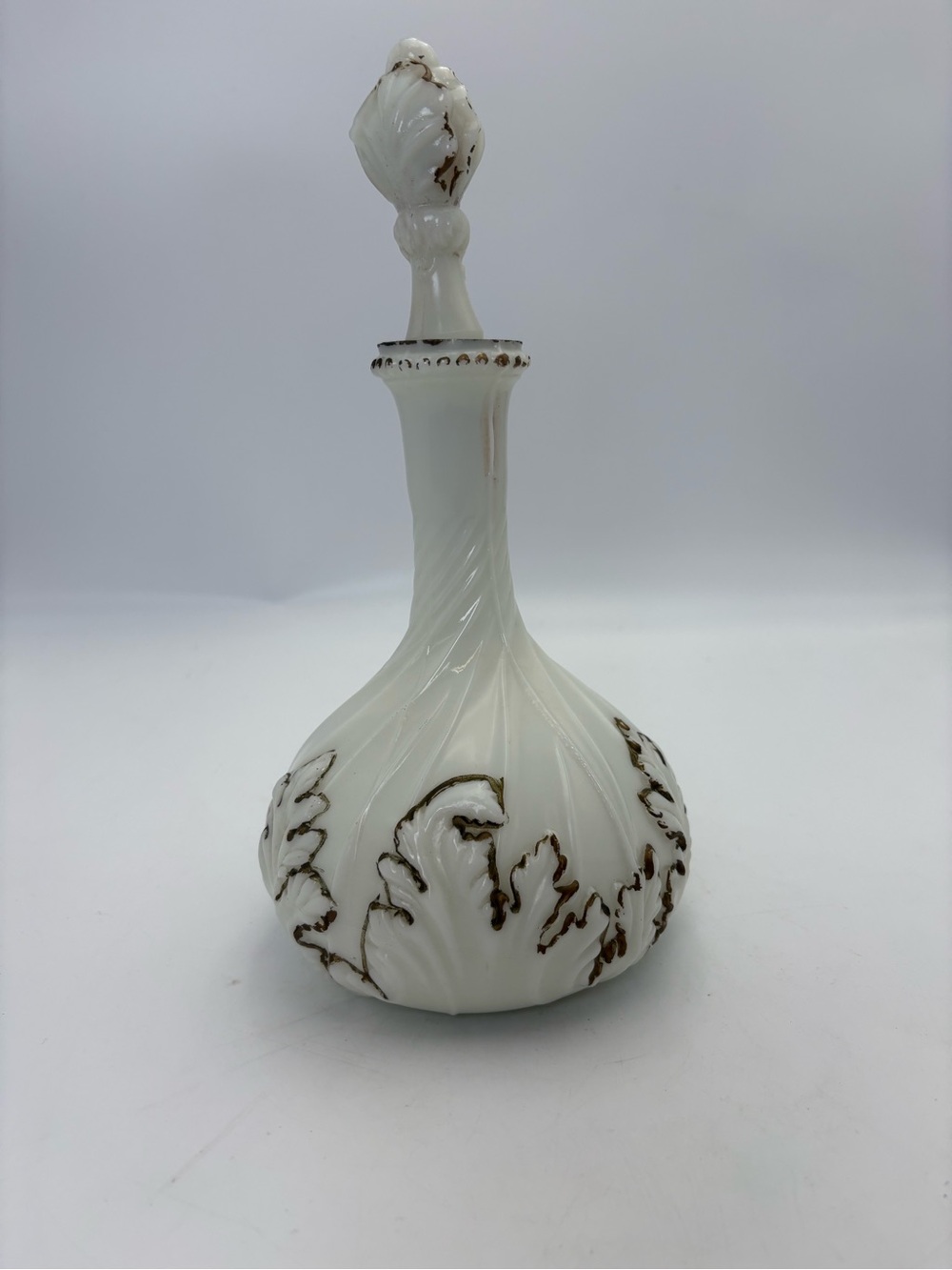 Antique Milk Glass Apothecary Vanity Bottle - Picture 4 of 13